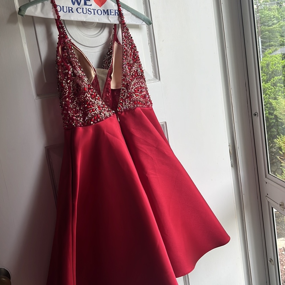 Jovani Red Beaded Prom Dress - Picture 4 of 6
